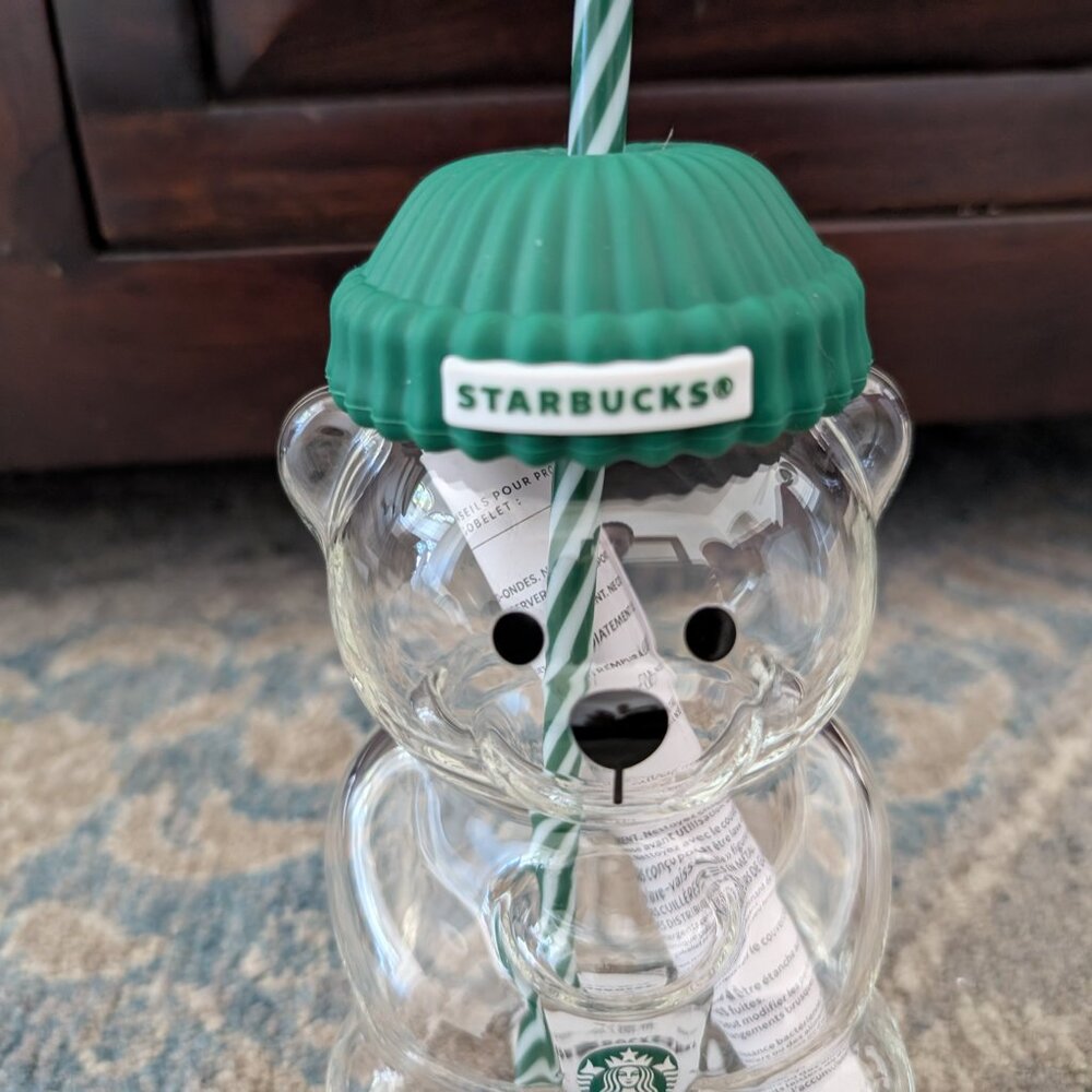STARBUCKS Bearista Bear Glass Tumbler Cold Cup With Straw Holiday 2026 - Picture 2 of 14